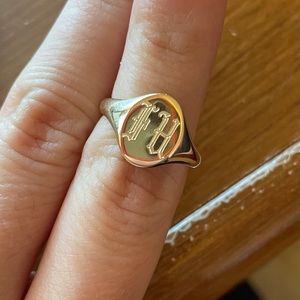 14k gold “F U” signet ring - size 6.5